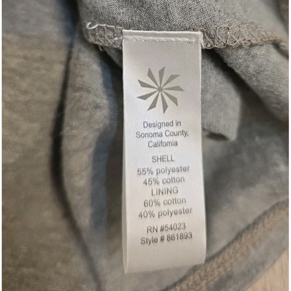 Athleta Womens Long Sleeve V Neck Dress Gray Geometric Ruched Size L - Picture 13 of 16